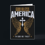 God Bless America Christian Cross &amp; Angel Wing Card<br><div class="desc">God Bless America Christian Cross & Angel Wings Distressed</div>