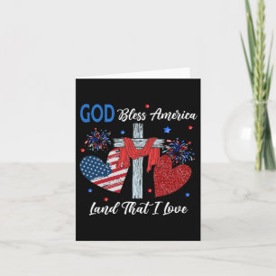 God Bless America Christian Heart Cross Jesus 4th  Card