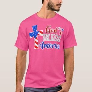 God Bless America Christian USA Flag Patriotic 4th T-Shirt