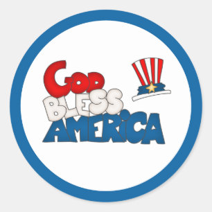 GOD BLESS AMERICA CLASSIC ROUND STICKER