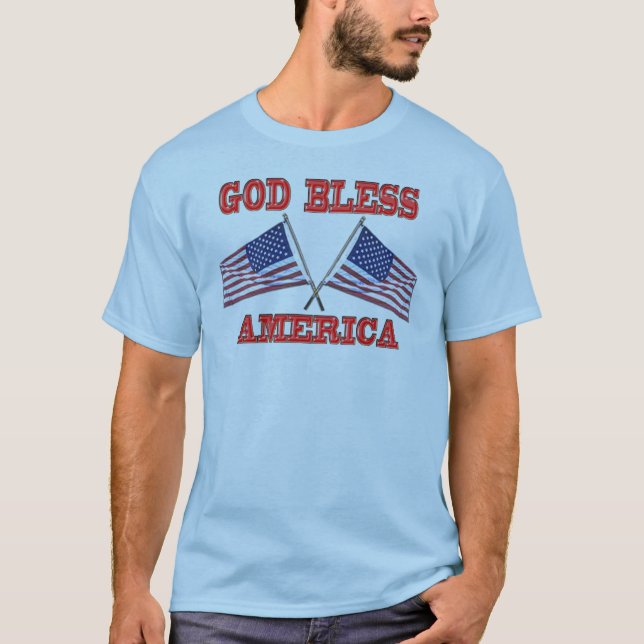 God Bless America Crossed Flags Shirt (Front)