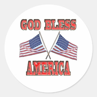 God Bless America Crossed Flags Sticker