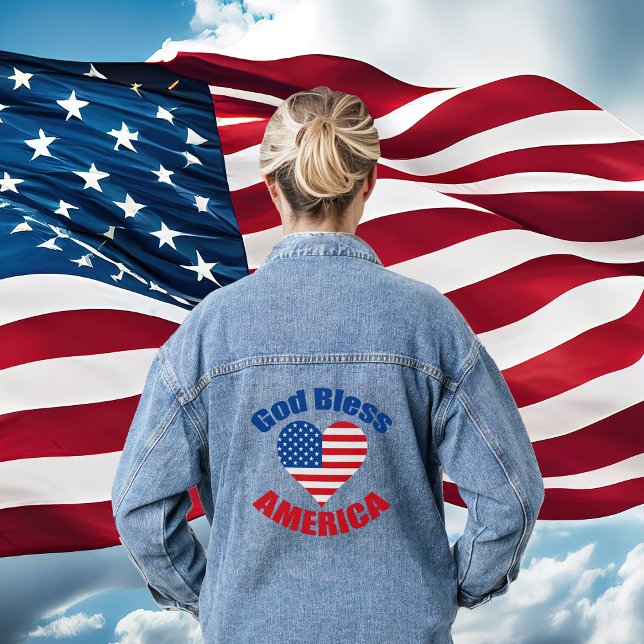 God Bless America Cute Patriotic Christian Denim Jacket (Creator Uploaded)