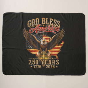 God Bless America Eagle 250 Years 1776 2026 Sherpa Blanket
