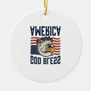 God Bless America Eagle Patriotic Vector Design_1 Ceramic Tree Decoration