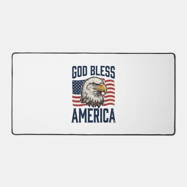 God Bless America Eagle Patriotic Vector Design_1 Desk Mat (Front)