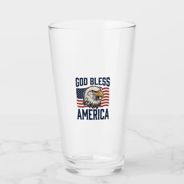 God Bless America Eagle Patriotic Vector Design_1 Glass (Front)