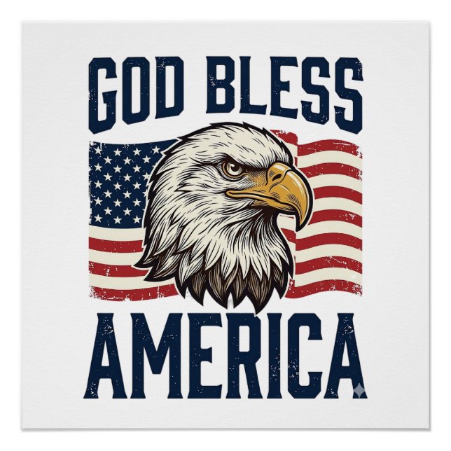 God Bless America Eagle Patriotic Vector Design_1 Poster (Front)