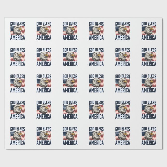 God Bless America Eagle Patriotic Vector Design_1 Wrapping Paper (Flat)