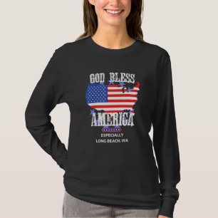 God Bless America Especially Long Beach WA US Stat T-Shirt