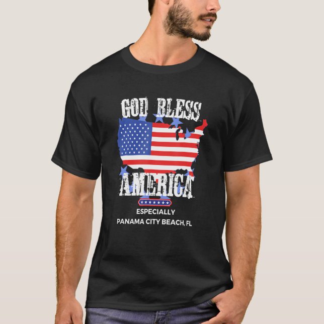 God Bless America Especially Panama City-Beach FL  T-Shirt (Front)