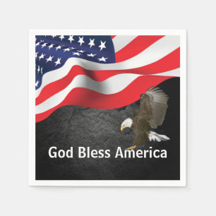 God Bless America Flag and Eagle Napkin