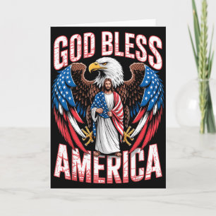 God Bless America Flag Jesus Christian Eagle Patri Card