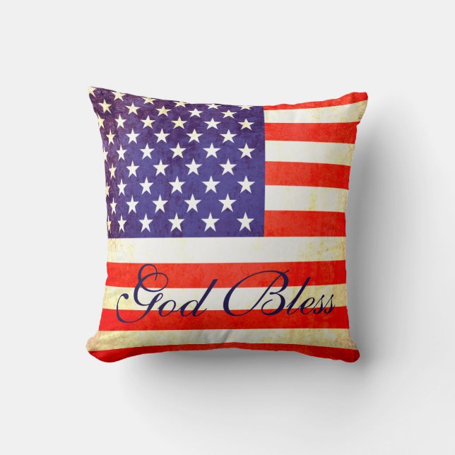 God Bless America flag pillow (Front)