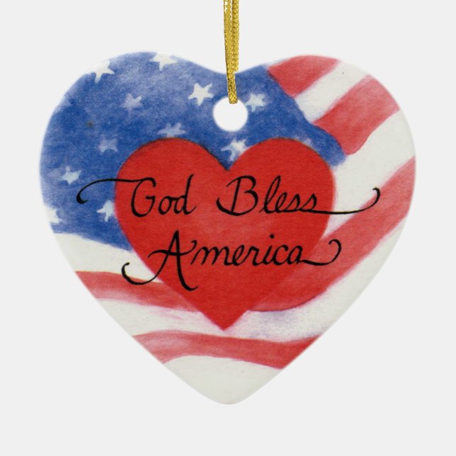 God Bless America Heart Ornament (Front)