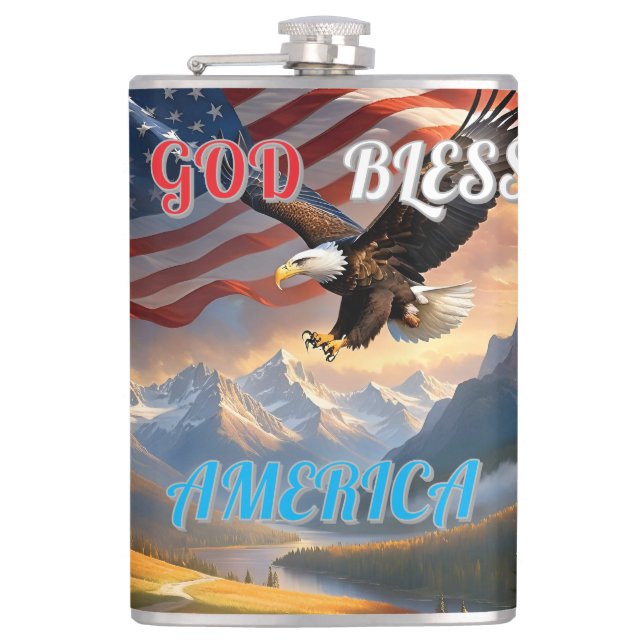 GOD BLESS AMERICA HIP FLASK (Front)