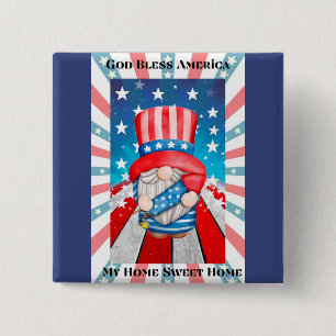 God Bless America Home Sweet Home 15 Cm Square Badge
