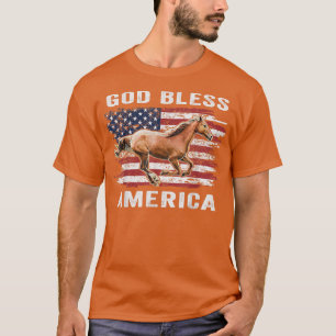 God Bless America Horse American Flag 4th of July  T-Shirt