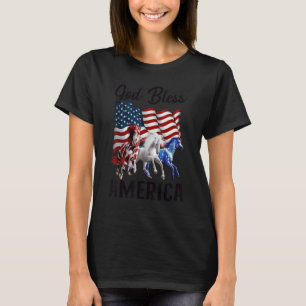 God Bless America Horses Flag Fourth Of July T-Shirt