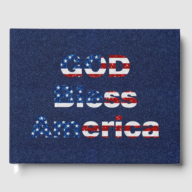 God Bless America July 4th Glitter Guest Book (Front)
