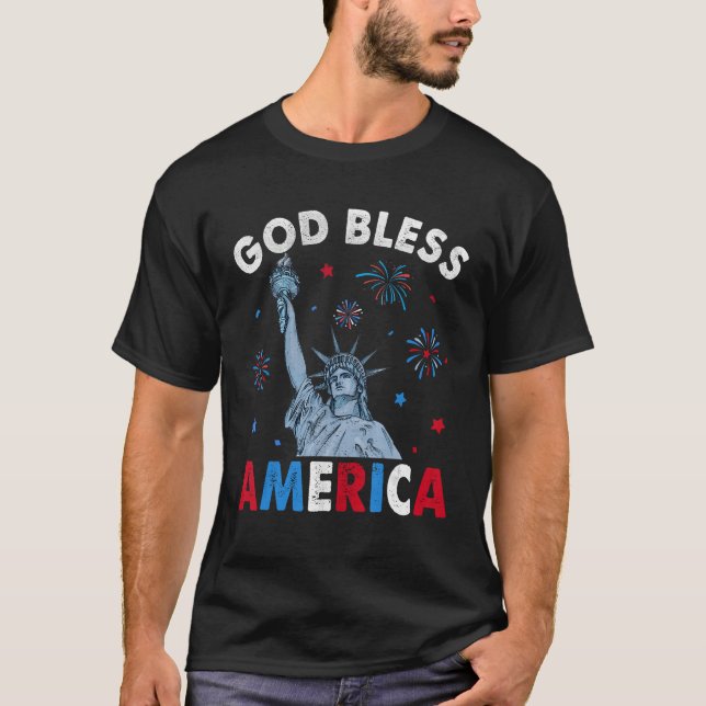 God Bless America July 4th Independence Day USA Me T-Shirt (Front)
