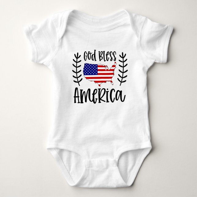 God Bless America July Fourth Baby Bodysuit (Front)