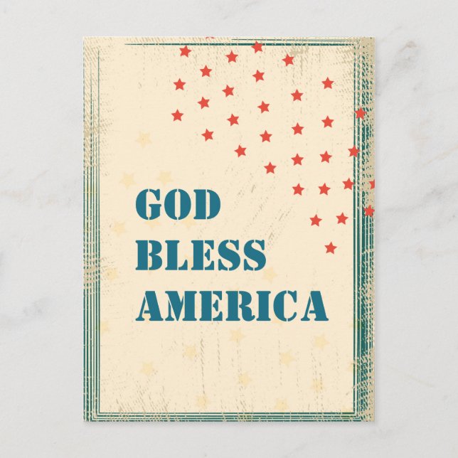 God bless america, junk retro greeting card (Front)