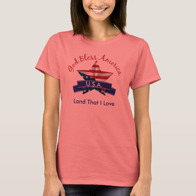 God Bless America Ladies T-Shirt (Front)