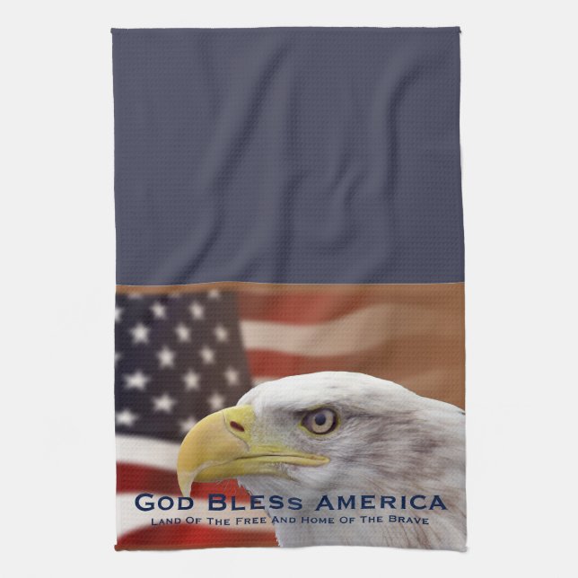God Bless America Land of the Free Kitchen Towel (Vertical)