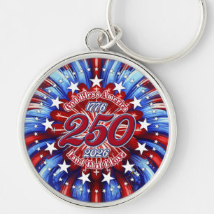 God Bless America Land That I Love Graphic Fire Key Ring