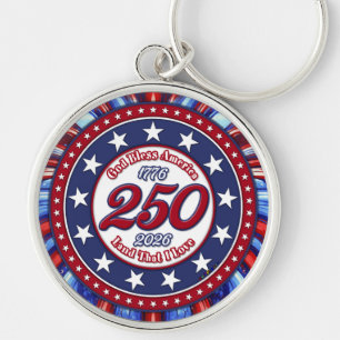 God Bless America Land That I Love Graphic RWB Key Ring