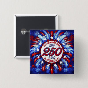 God Bless America Land That I Love Graphic White 15 Cm Square Badge