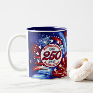 God Bless America Land That I Love Graphic White Two-Tone Coffee Mug