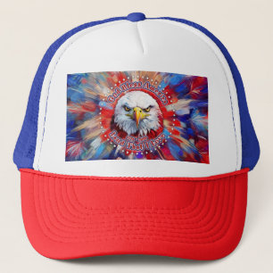 God Bless America Land That I Love Red Eagle Firew Trucker Hat