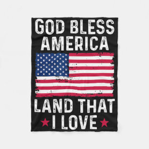 God Bless America Land That I Love Vintage Patriot Fleece Blanket