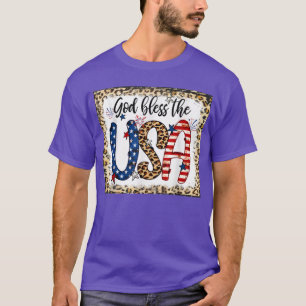 God Bless America Leopard Christian 4th Of July Pa T-Shirt