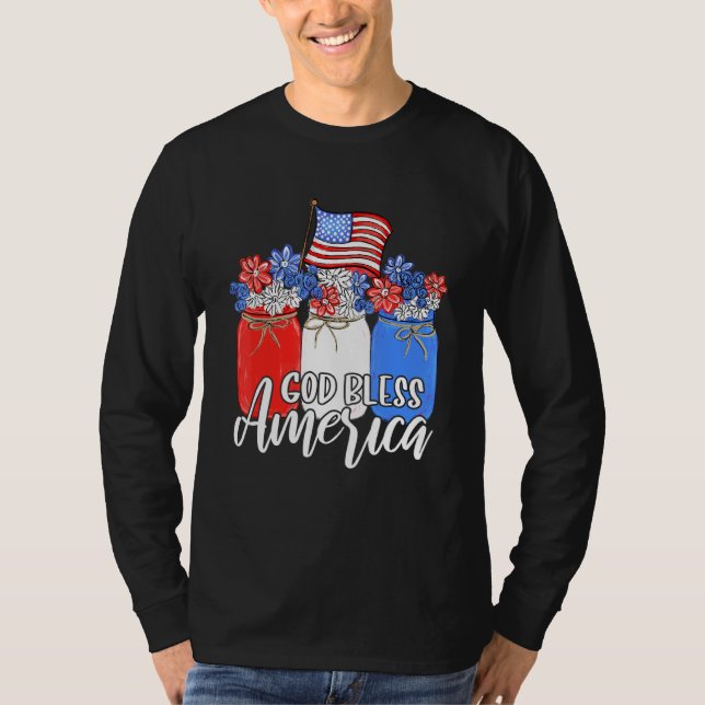 God Bless America Mason Jar Christian T-Shirt (Front)