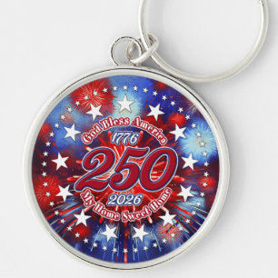 God Bless America My Home Sweet Home Graphic Fire Key Ring