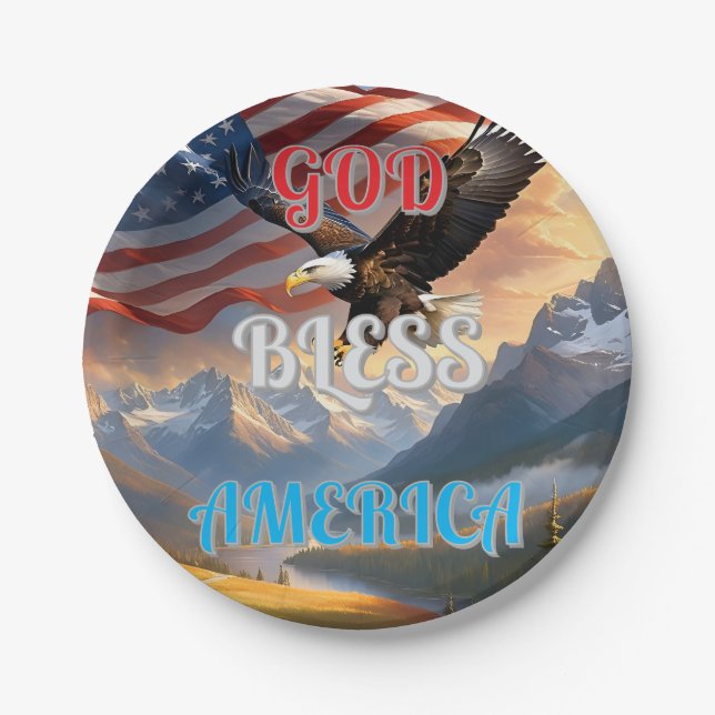 GOD BLESS AMERICA PAPER PLATE (Front)