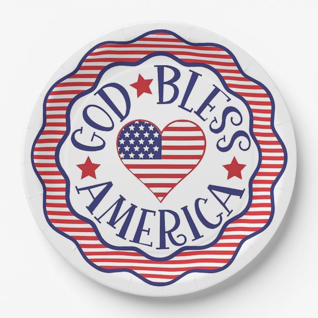 God Bless America Paper Plate (Front)