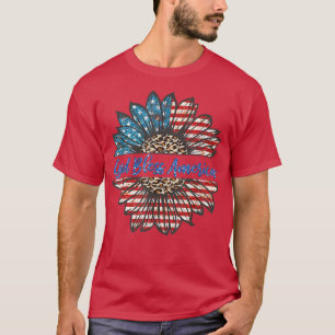 God Bless America Patriotic 4th Of July Sunflower  T-Shirt