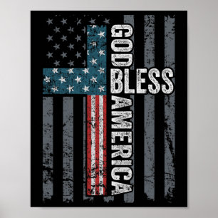 God Bless America - Patriotic Christian Cross Usa Poster