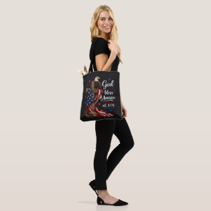 God Bless America Patriotic Cross Tote Bag