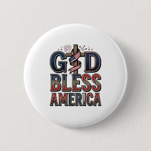 God Bless America Patriotic Cross Vintage Shirt_1 6 Cm Round Badge