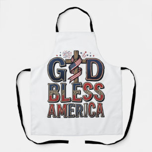 God Bless America Patriotic Cross Vintage Shirt_1 Apron