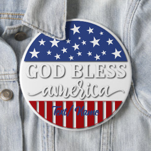 God Bless America, Patriotic Design 6 Cm Round Badge