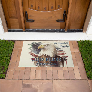 God Bless America Patriotic Eagle Custom Family Doormat