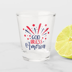 God Bless America Patriotic Fireworks Celebration Shot Glass