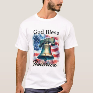 God Bless America Patriotic Flag Liberty Bell T-Shirt