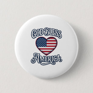 God Bless America Patriotic Heart Shirt Design_1 6 Cm Round Badge